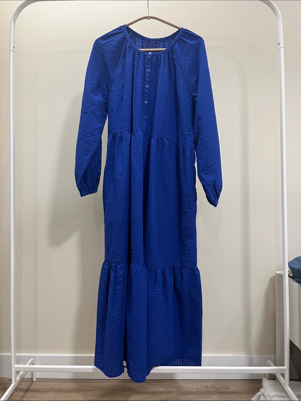 Long-Sleeve Royal Blue Tiered Dress